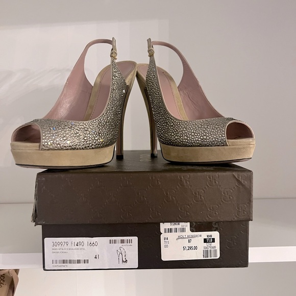 Gucci Swarovski Crystal Open Toe Pumps - Picture 1 of 6
